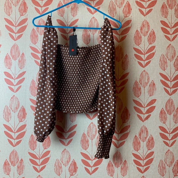 Gianni Bini Tops - Gianni Bini brown full sleeve and ruched top, Size S